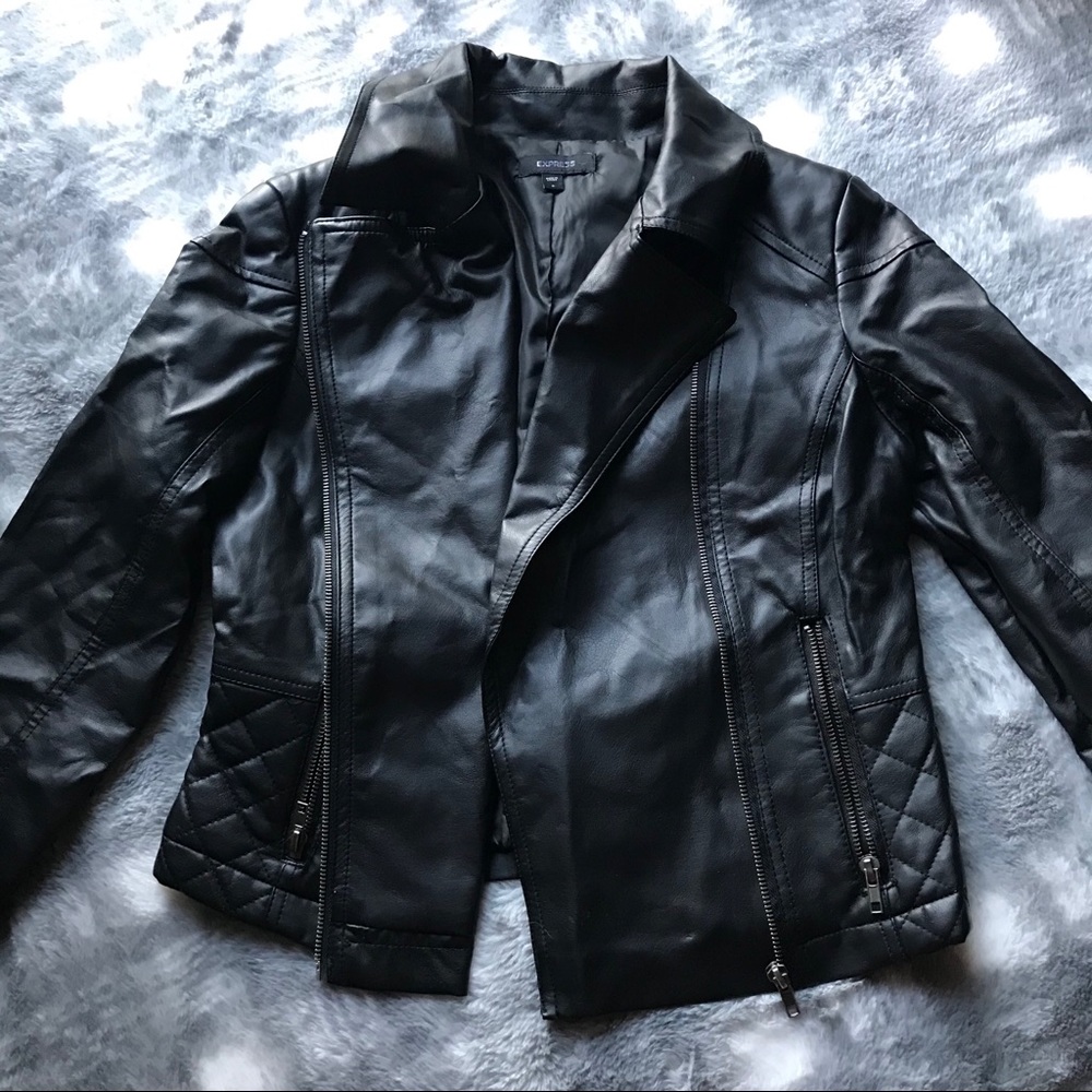 Express vegan leather moto jacket